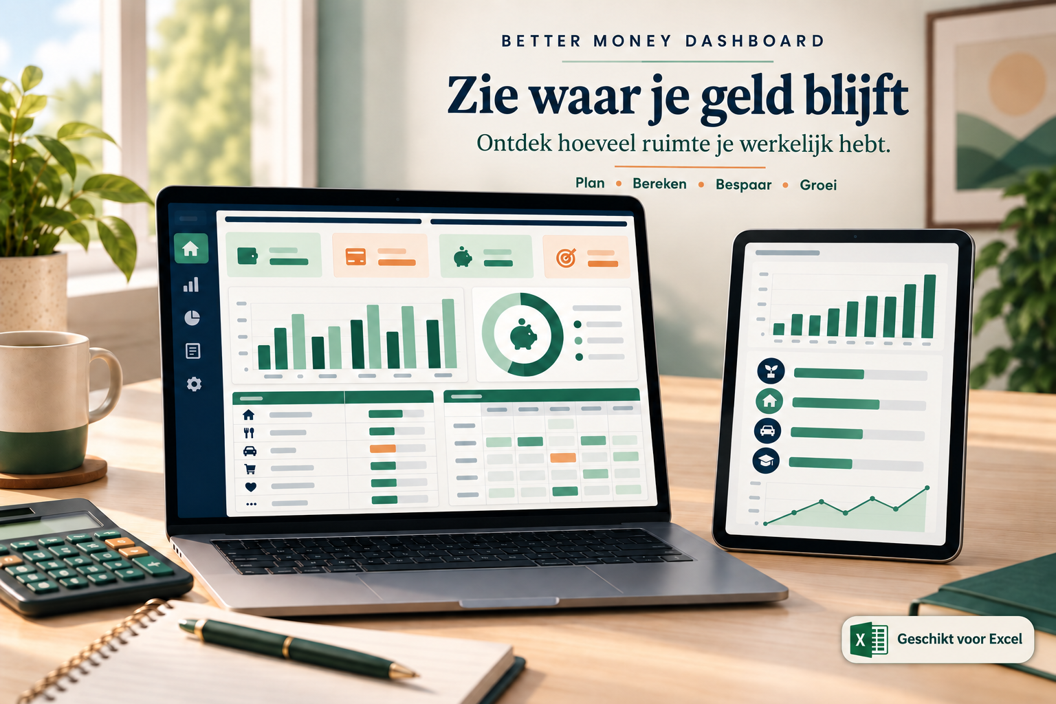 Better Money Dashboard op een laptop en tablet
